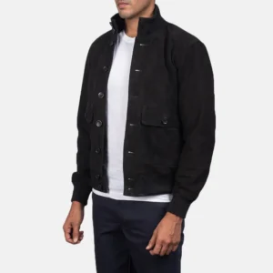 Stallon Black Suede Trucker Jacket