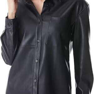 Blcak leather shirt