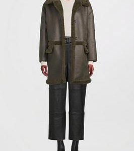 Shearling Coat Black -Green fur