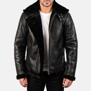 Black Leather Bomber Jacket