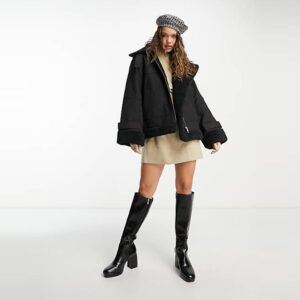 Aviator Jacket Black  – black  fur