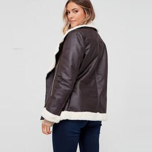 Aviator Jacket Black -White Fur