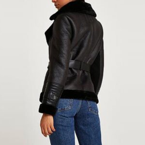 Aviator Jacket Black  Belted