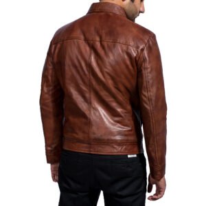 Brown Leather Biker Jacket