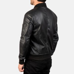 Black Leather Bomber Jacket