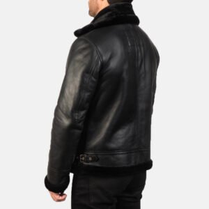 Black Leather Bomber Jacket