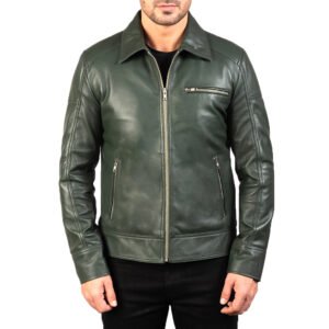 Ionic Green Leather Biker Jacket