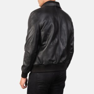 Air Rolf Black Leather Bomber Jacket