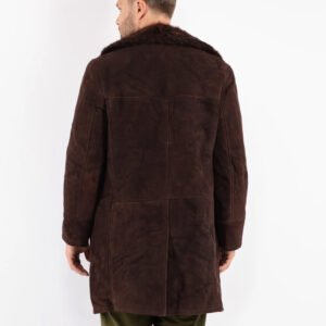 Men Sheepskin Shearling Coat in Brown