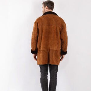 Men Sheepskin Coat in Brown