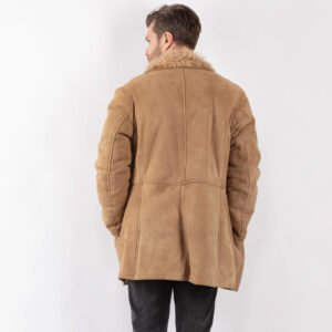 Men Sheepskin Shearling Coat in Beige