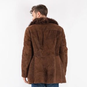 Men Sheepskin Shearling Coat in Brown