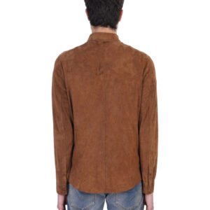 Full sleeve dark brown leather shirt