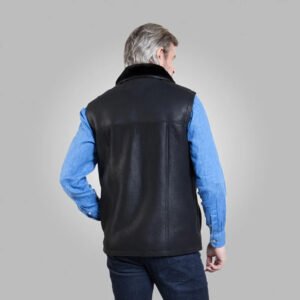 Winter Black Leather Shearling Vest