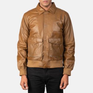 Coffmen Olive Brown A2 Leather Bomber Jacket