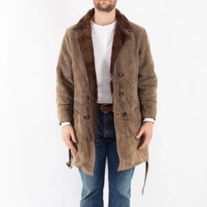 Men Sheepskin Coat in Beige