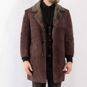 Men Sheepskin Coat in Brown